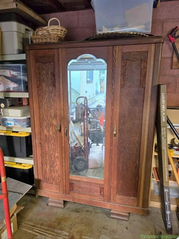 Antique oak armoire wardrobe