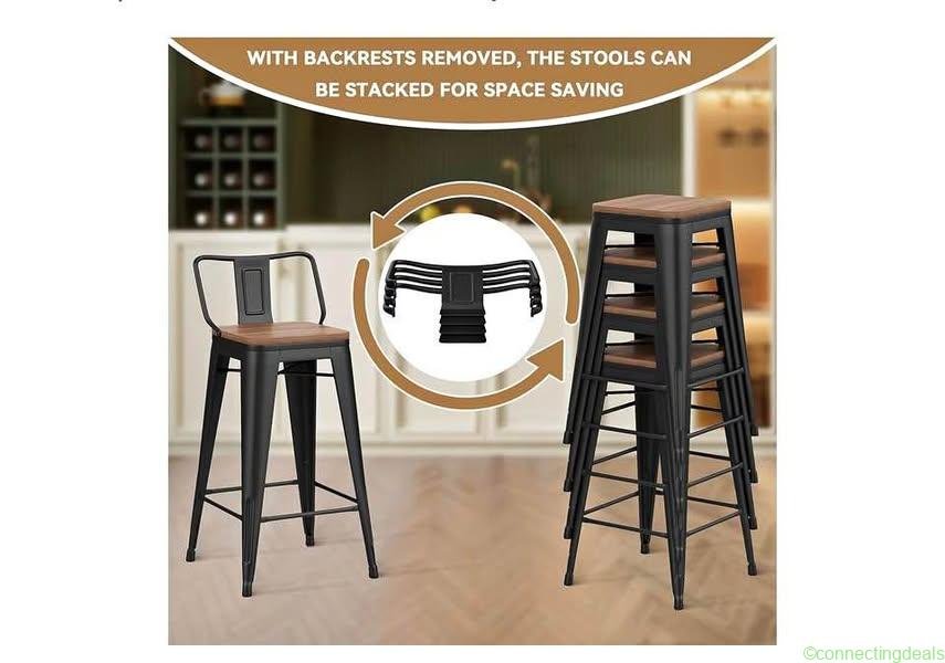 Bar stools (24″) distressed teal metal