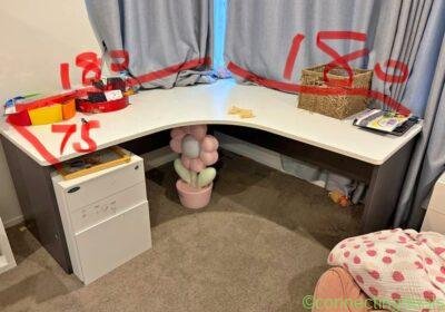 Free ad: Big White Corner Desk with Storage Cabinet in Auckland. Big White Corner Desk with Storage Cabinet in Auckland