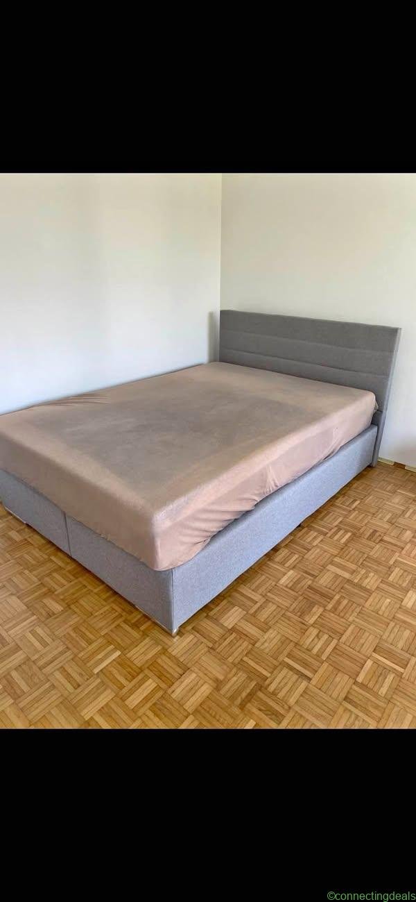 Boxspringbett 1,40 m x 2,00 m grau ohne Matratze