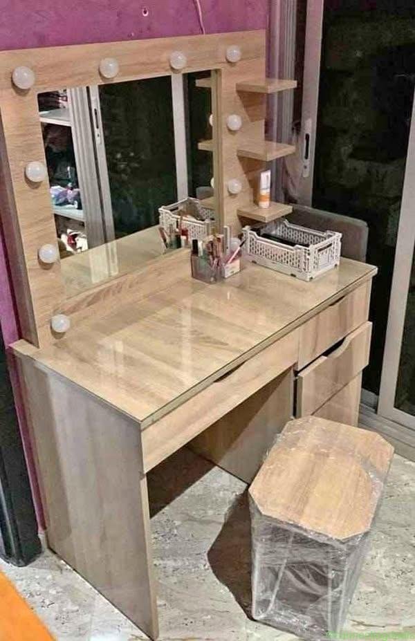 Coiffeuse hollywood avec miroir Mdf18 1m/75cm/50cm