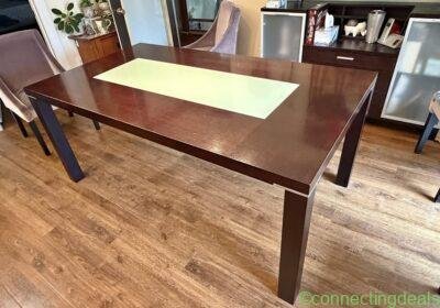 Free ad: Contemporary Dining Room Set With 8 Chairs and in Saskatoon. Contemporary Dining Room Set With 8 Chairs and in Saskatoon