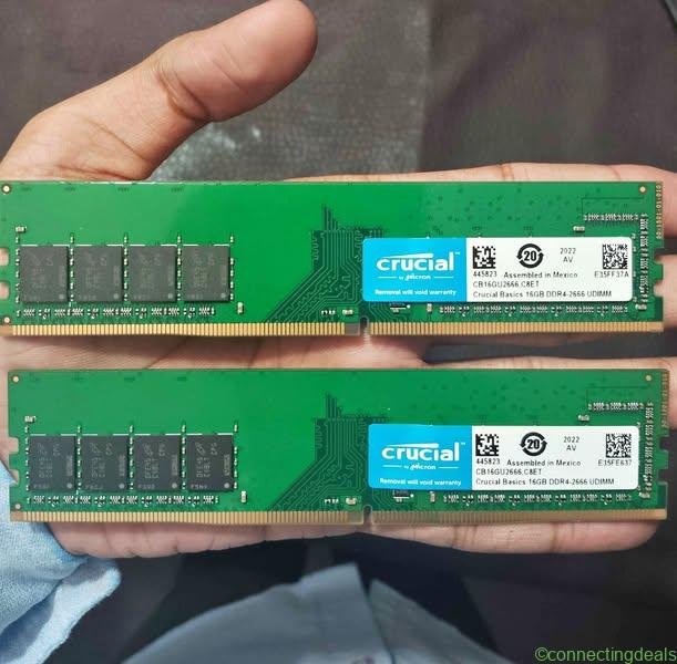 Crucial 32GB (2x16GB) DDR4 2666MHz Desktop RAM