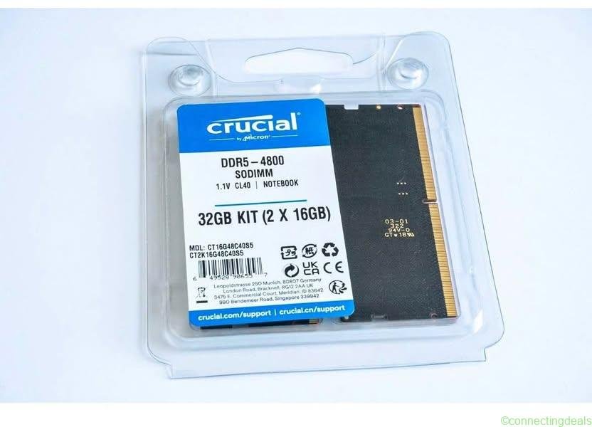 Crucial DDR5 32GB (2X16GB) Sodimm (laptop) memory