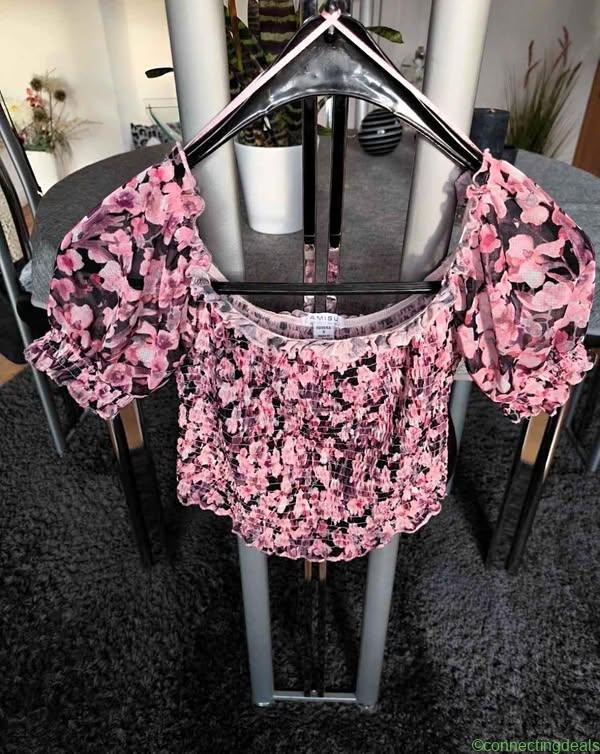 Damen Bluse Bauchfrei Crop Top Kurzarm