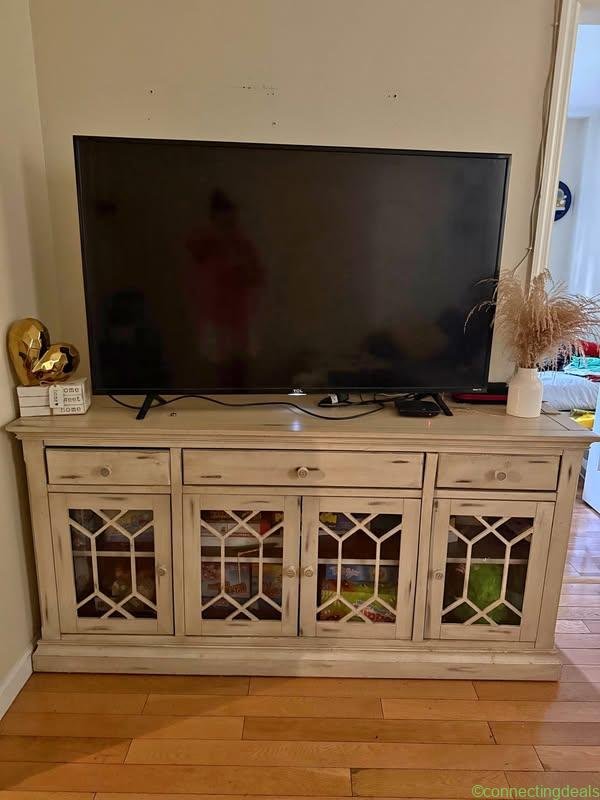 Distressed White TV Stand Console