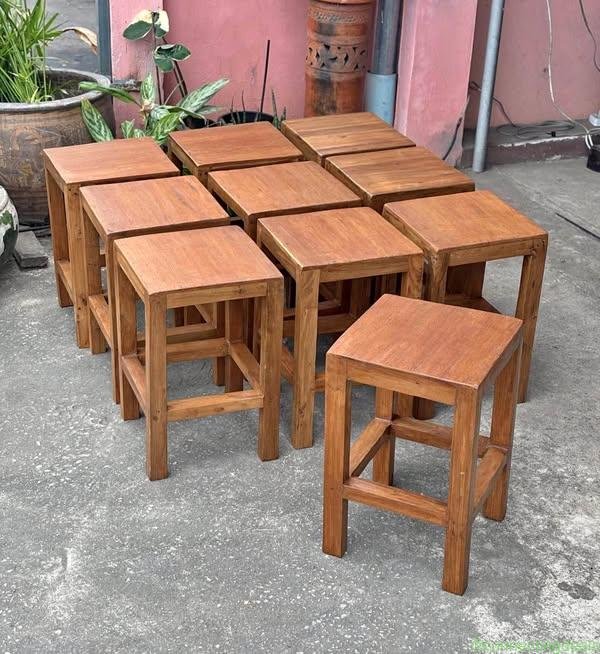 เก้าอี้สตูลไม้สัก เก้าอี้ไม้หัวโล้น (Teak wood