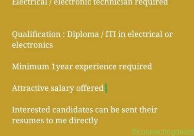 Free ad: Electrical / electronic technician in Bangalore. Electrical / electronic technician in Bangalore