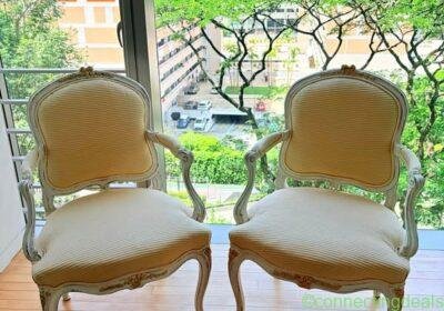Elegant pair of French Louis XV style Armchairs in Singapore