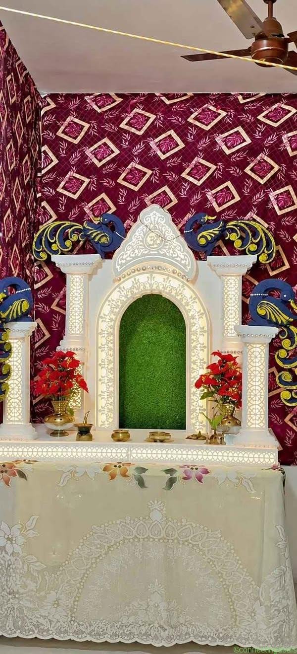 Full readymade Ganpati Bappa white colour Mandir