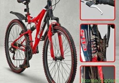 Free ad: Geared Mountain Bike with Dual Suspension (Red & in Mumbai. Geared Mountain Bike with Dual Suspension (Red & in Mumbai