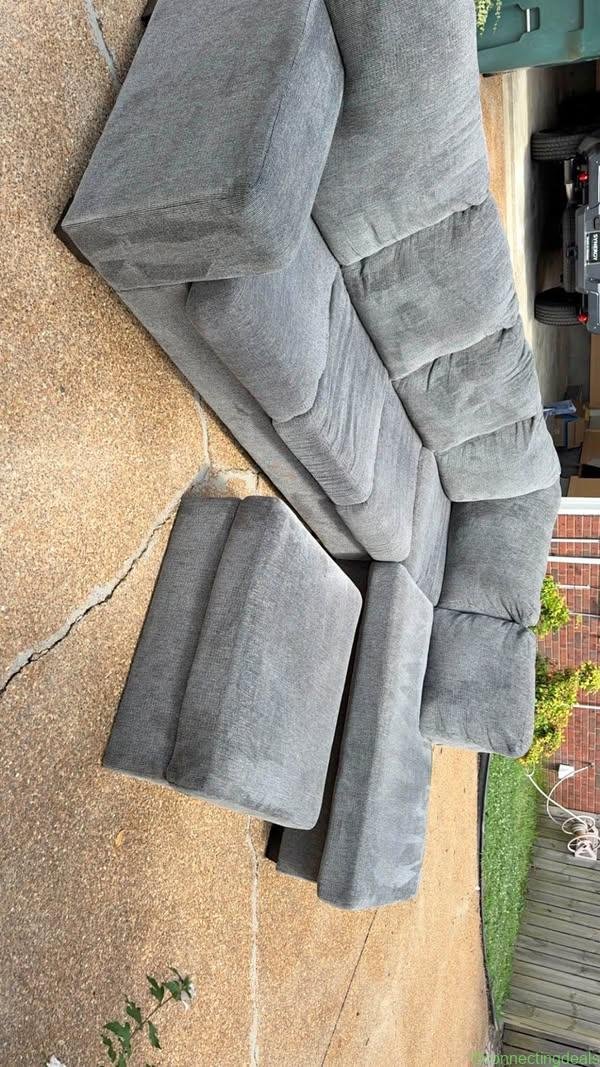 Grey Sectional Sofa with Chaise and Ottoman