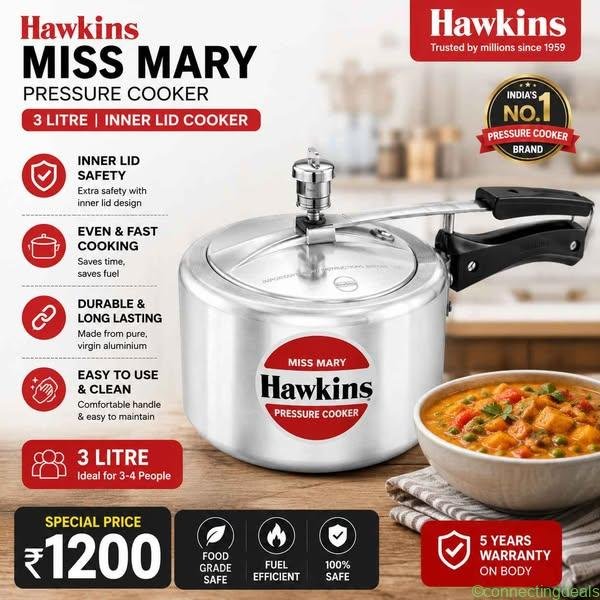 Hawkins 3 Litre Miss Mary Pressure Cooker, Inner