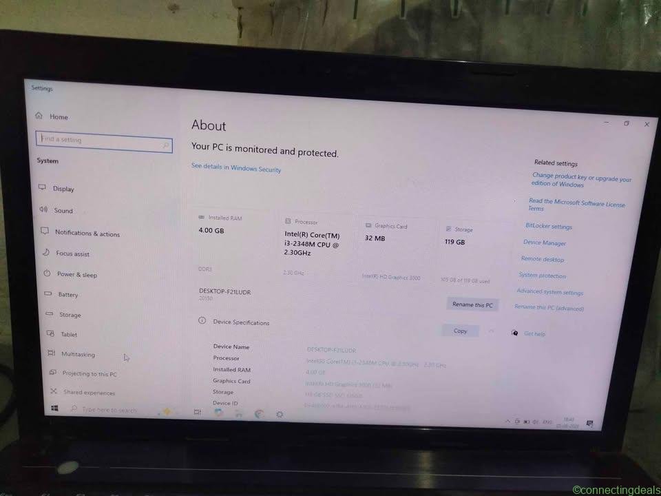Lenovo G580 i3 2nd Gen 4gb 128gbSSD