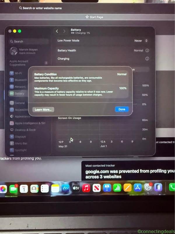 MacBook Air M4 100% battery health