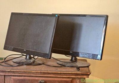 Free ad: Matched Ativa 20x15 monitors with stand in Albuquerque. Matched Ativa 20x15 monitors with stand in Albuquerque