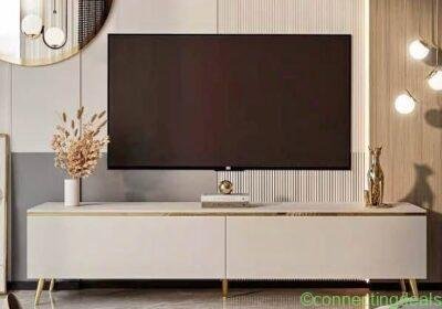 Modernes TV-Lowboard in Beige mit goldenen in Munich