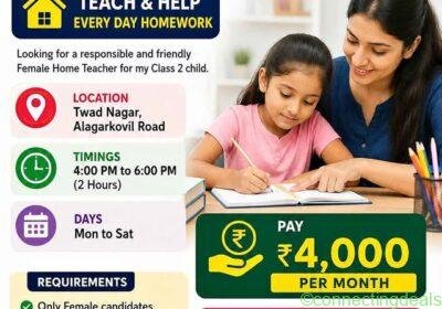 Free ad: Need Home Teacher for Class 2 Kid in Tiruchirappalli. Need Home Teacher for Class 2 Kid in Tiruchirappalli