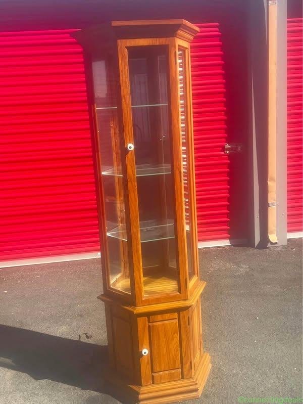 Oak Hexagonal Curio Cabinet