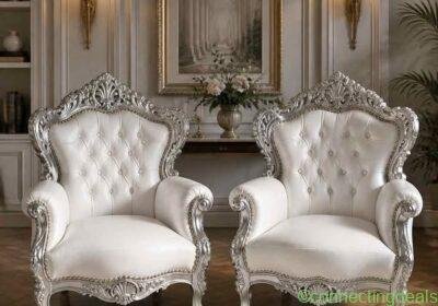 Free ad: Poltrone Barocche bianco argento in Rome. Poltrone Barocche bianco argento in Rome