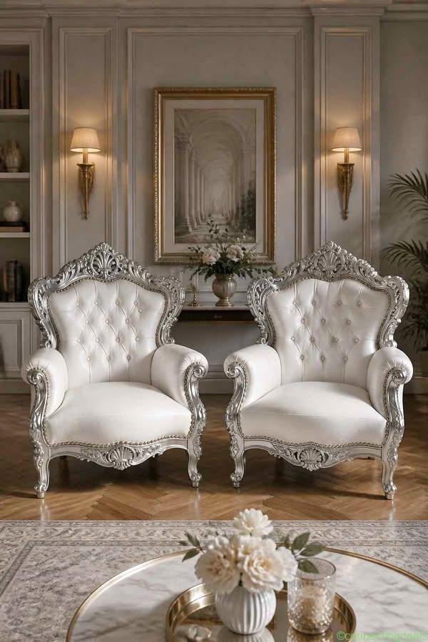 Poltrone Barocche bianco argento