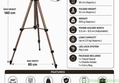 Premium Adjustable Mobile Tripod Stand with Phone in Lucknow