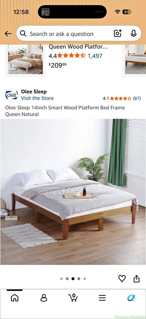 Queen sized wooden bed frame, no boxspring needed