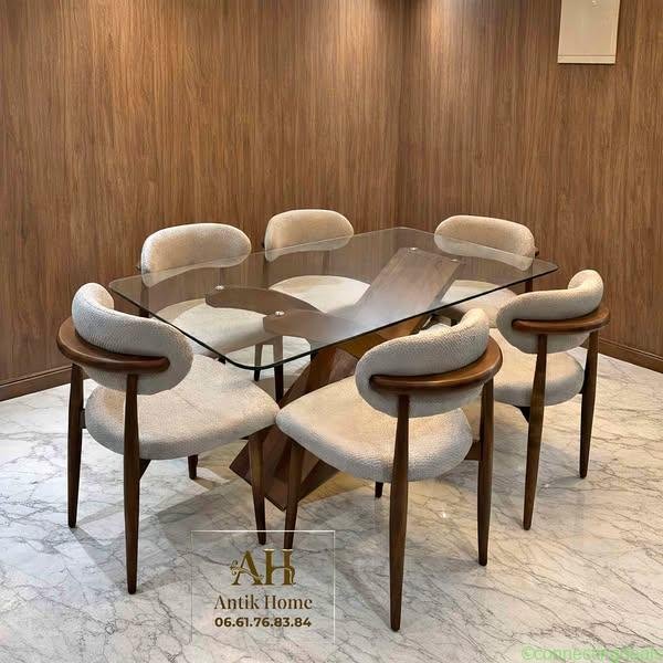 Salle à Manger Luxe – Table Verre Trempé & Bois