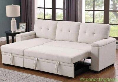Sandy beige reversible sleeper sofa in Los Angeles