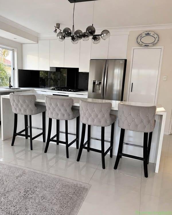 Set of 4 bar stool chairs dove grey