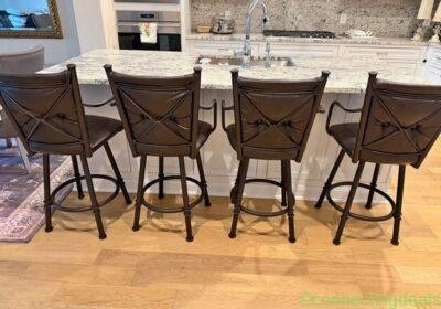 Free ad: Set of 4 Faux Leather Swivel Bar Stools in New York. Set of 4 Faux Leather Swivel Bar Stools in New York