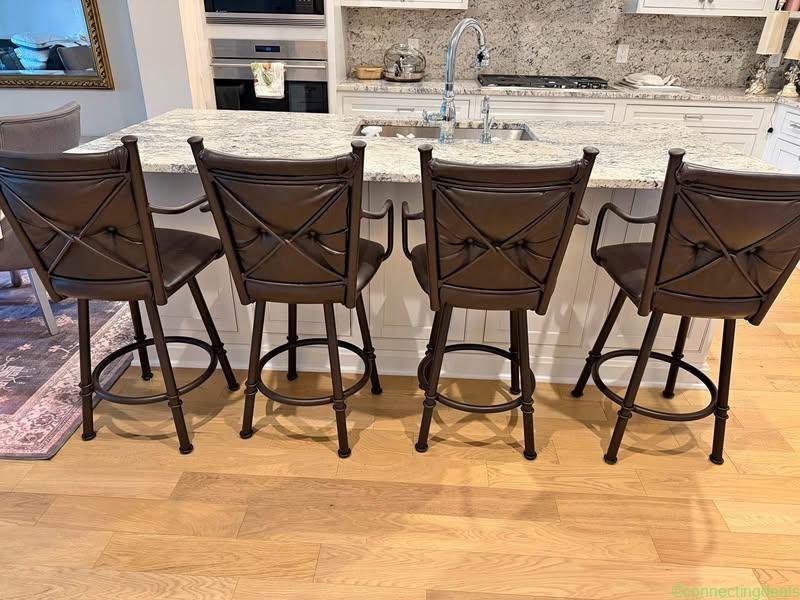 Set of 4 Faux Leather Swivel Bar Stools