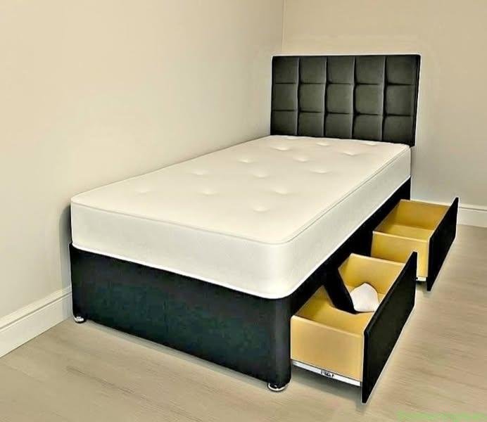 Single Bed with Mattress-Full Foam Mattress-Divan