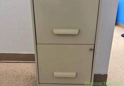Free ad: Small metal 2 drawer filing cabinet with key in Phoenix. Small metal 2 drawer filing cabinet with key in Phoenix