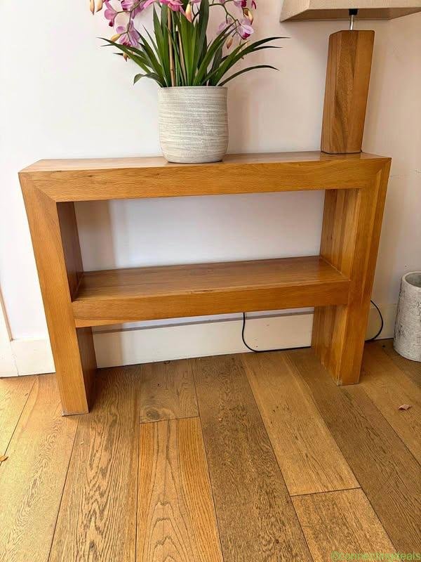 Solid Oak Console / Hall Table with Shelf