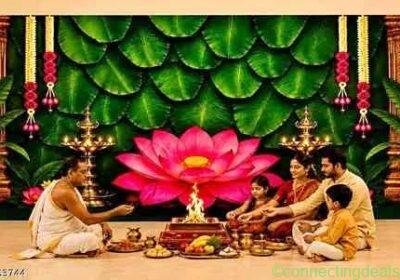 Traditional Lotus and Banana Leaf Backdrop for in Hyderabad