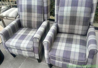 Two checked reclining armchairs in Glasgow