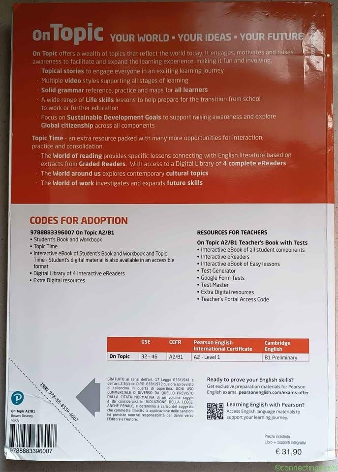 Vendo libro di inglese – Classe 1° On Topic A2/B1
