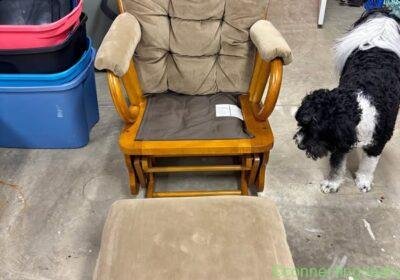 Free ad: Wooden Glider Rocking Chair with Ottoman in Columbus. Wooden Glider Rocking Chair with Ottoman in Columbus