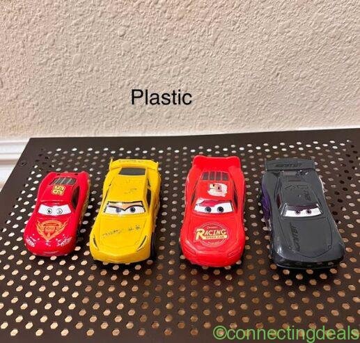 Plastic Pixar Cars. McQueen and his friends 3″ each, except 1
