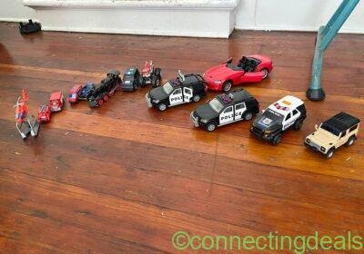 Police cars,construction trucks and a mix.