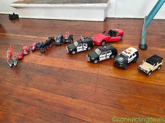 Police cars,construction trucks and a mix.