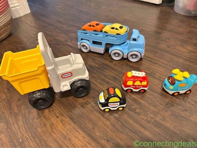 Toy cars and trucks