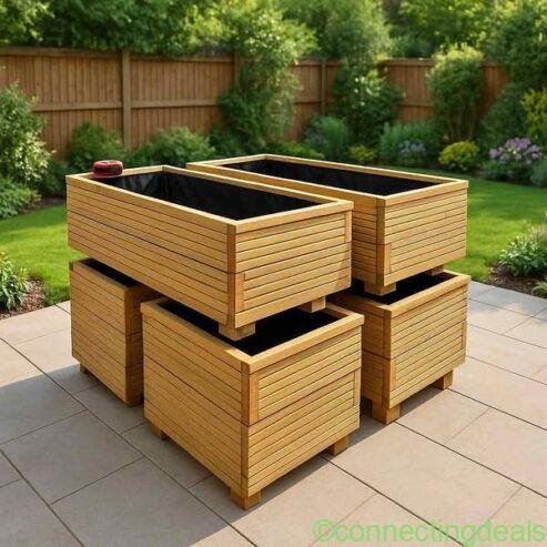 Wooden Decking Plant Pots Planters Flower Bed Garden decoration