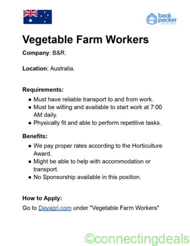 Farm Workers Needed in Australia