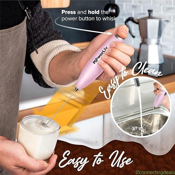 PowerLix Electric Milk Frother – Rose Pink