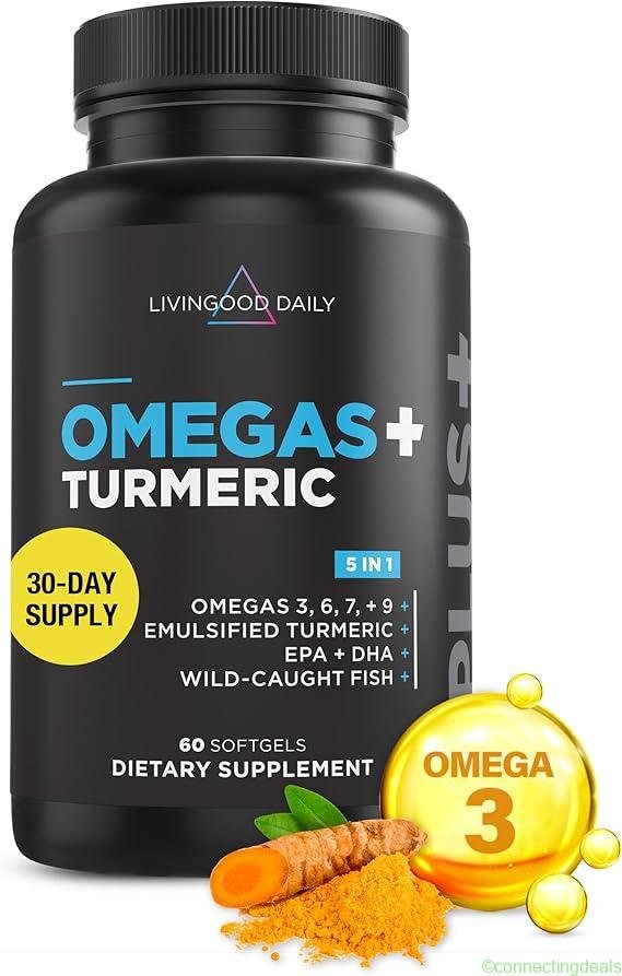 Omega 3 6 9 + Turmeric Softgels for Heart Health