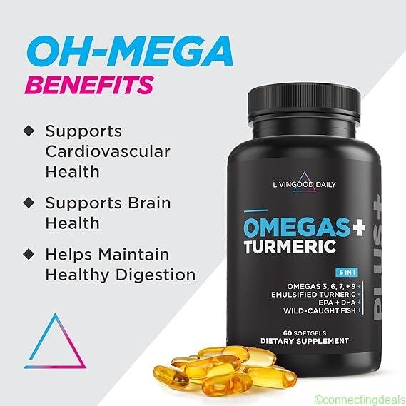 Omega 3 6 9 + Turmeric Softgels for Heart Health