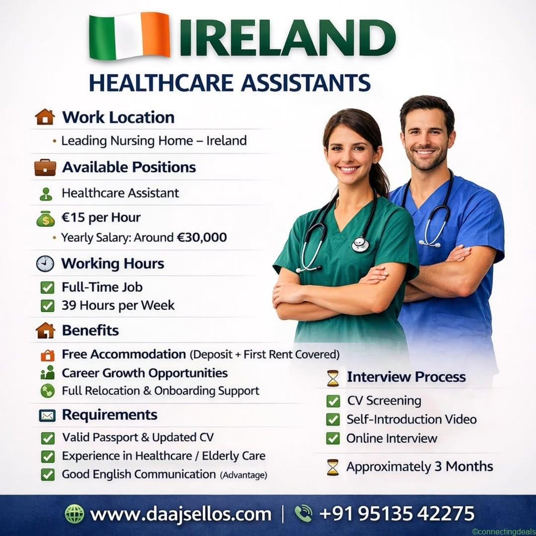 IRELAND JOB OPPORTUNITY – HEALTHCARE ASSISTANTS