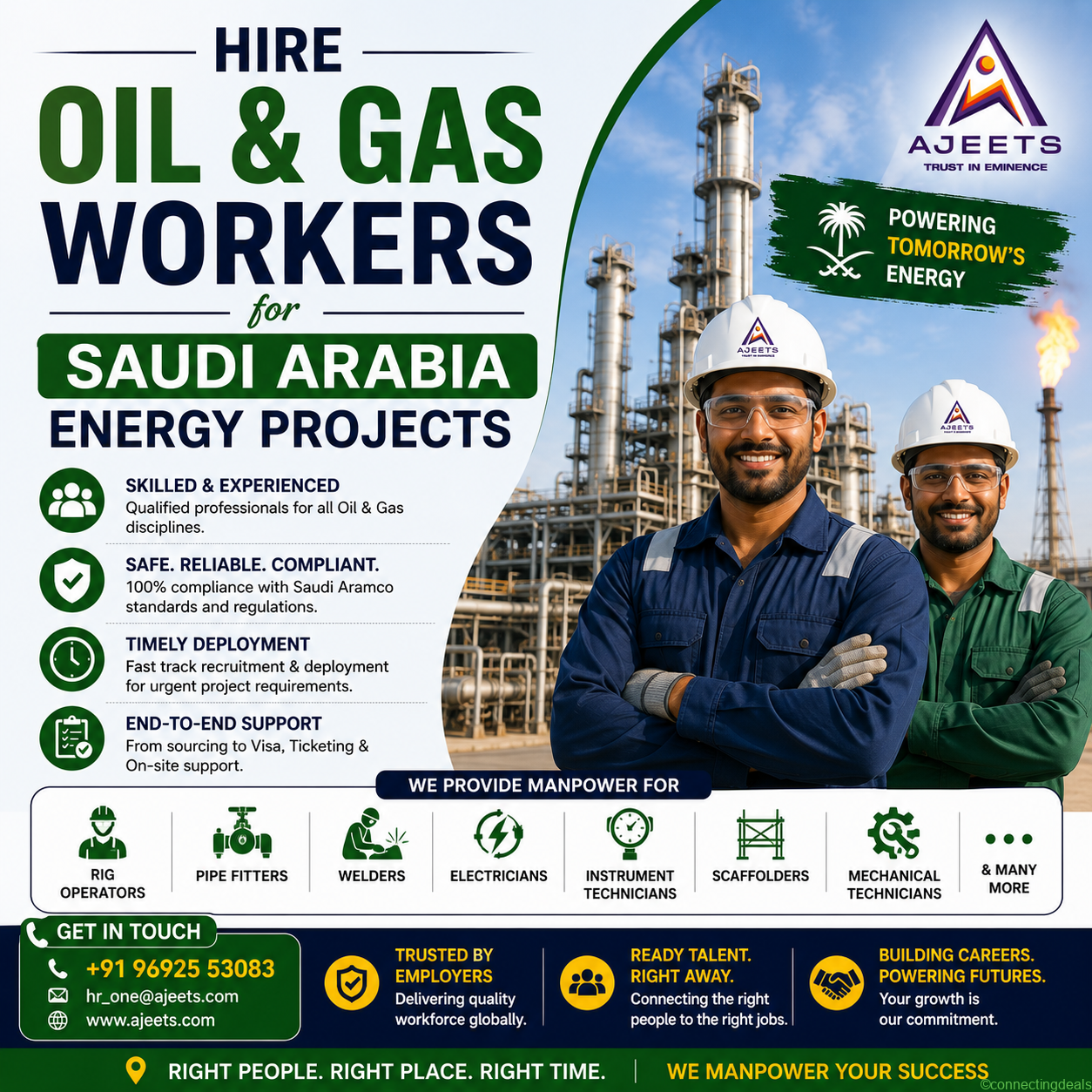 Hire Oil & Gas Workers for Saudi Arabia Energy